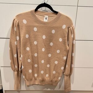 Polka Dot Sweater in Tan and White